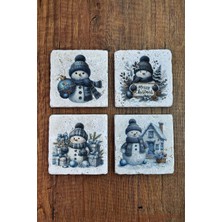 Begoloni Doğal Taş Bardak Altlığı - Christmast Yeni Yıl Baskılı 10X10CM Ai Noel - Stone Coasters 548