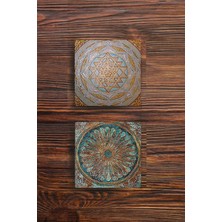 Begoloni Taş Bardak Altlığı Lotus, Yaşam Çiçeği Baskılı 2'li Set Stone Coasters