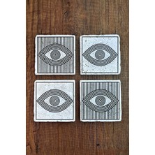 Begoloni Doğal Taş Bardak Altlığı - 4lü Set - Eye Göz Bardak Altlığı