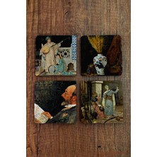 Begoloni Doğal Taş Bardak Altlığı - Osman Hamdi Bey Eserleri Baskılı 10X10CM Stone Coasters