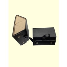 A Kalite Deri-Süet Katlanabilir Gözlük Çantası / Gözlük Kabı 3 Lü Siyah