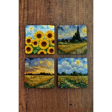 Begoloni Doğal Taş Bardak Altlığı - Van Gogh Aı Eserleri Baskılı 10X10CM Yapay Zeka Stone Coasters 478
