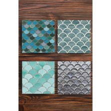 Begoloni Baskılı Doğaltaş Bardak Altlığı 4'lü Set - Doğal Taş Bardak Altı