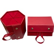 A Kalite Deri-Süet Katlanabilir Gözlük Çantası / Gözlük Kabı 6 Lı Kırmızı