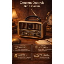 FaroxTech Retro Tasarım Şarj Edilebilir Radyo ve Bluetooth Hoparlör - Sd Kart - Fm Radyo