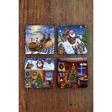 Begoloni Doğal Taş Bardak Altlığı - Mery Christmast Baskılı 10X10CM Yeni Yıl Noel Stone Coasters 494