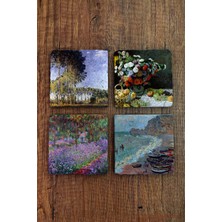 Begoloni Doğal Taş Bardak Altlığı - Claude Monet Eserleri Baskılı 10X10CM Stone Coasters