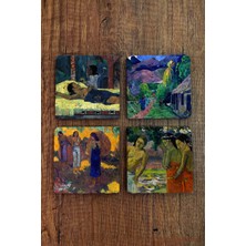 Begoloni Doğal Taş Bardak Altlığı - Paul Gaugin Eserleri Baskılı 10X10CM Stone Coasters