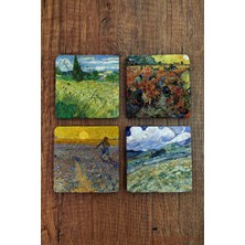 Begoloni Doğal Taş Bardak Altlığı - Vincent Van Gogh Eserleri Baskılı 10X10CM Stone Coasters