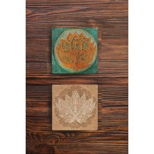 Begoloni Taş Bardak Altlığı Lotus, Yaşam Çiçeği Baskılı 2'li Set Stone Coasters