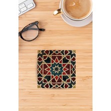 Begoloni Doğaltaş Bardak Altlığı Uv Baskılı - Doğal Taş Bardak Altı - Tekli Geometrik Desen