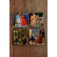 Begoloni Doğal Taş Bardak Altlığı Uv Baskılı 4'lü Set Kaplumbağa Terbiyecisi - Stone Coasters