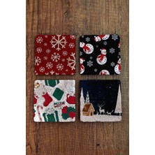 Begoloni Yeni Yıl - Yılbaşı Doğal Taş Bardak Altlığı Uv Baskılı 4'lü Set - Stone Coasters - New Year