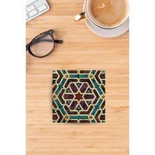 Begoloni Doğaltaş Bardak Altlığı Uv Baskılı - Doğal Taş Bardak Altı - Tekli Geometrik Desen