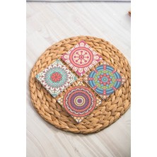 Begoloni Baskılı Doğal Taş Bardak Altlığı 4'lü Set 10X10X1 cm