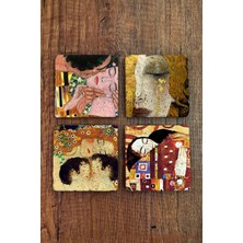 Begoloni Taş Bardak Altlığı 4'lü Set - Uv Baskılı Doğal Taş Bardak Altı - Stone Coasters