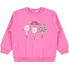 Civil Girls Kediler Baskılı 2-5 Yaş Sweatshirt - Pembe