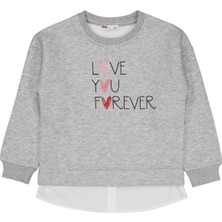 Civil Girls Love You Forever Baskılı 6-9 Yaş Sweatshirt - Gri