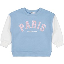 Civil Girls Paris Baskılı 2-5 Yaş Sweatshirt - Mavi