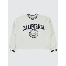 Civil Girls California Baskılı 10-13 Yaş Sweatshirt - Ekru