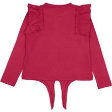 Civil Girls Omuz Fırfırlı 6-9 Yaş Sweatshirt - Kırmızı