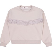 Civil Girls Civil Kız Çocuk Püsküllü Bej Sweatshirt Uzun Kol 6-9 Yaş Regular Fit Tasarım