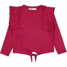 Civil Girls Omuz Fırfırlı 2-5 Yaş Sweatshirt - Kırmızı