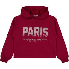 Civil Girls Paris Baskılı 10-13 Yaş Sweatshirt - Bordo
