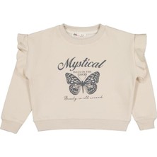 Civil Girls Kelebek Baskılı 6-9 Yaş Sweatshirt - Bej