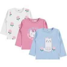Civil Girls Kedi Baskılı 3'lü Set 2-5 Yaş Sweatshirt - Standart