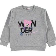 Civil Girls Wonderful Life Baskılı 2-5 Yaş Sweatshirt - Gri