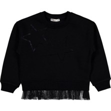 Civil Girls Yıldız Baskılı 10-13 Yaş Sweatshirt - Siyah