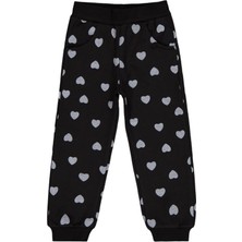 Civil Girls Kalp Baskılı 2-5 Yaş Eşofman Altı - Siyah