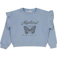 Civil Girls Civil Kız Çocuk Sweatshirt Mavi Renk Uzun Kol Kelebek Baskılı 6-9 Yaş Özel Tasarım