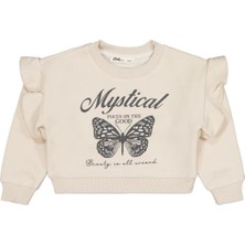 Civil Girls Kelebek Baskılı 2-5 Yaş Sweatshirt - Bej