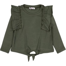 Civil Girls Omuz Fırfırlı 2-5 Yaş Sweatshirt - Haki