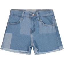 Civil Girls Ekose Desenli 6-9 Yaş Şort - Mavi 9-10 Yaş