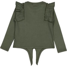 Civil Girls Omuz Fırfırlı 6-9 Yaş Sweatshirt - Haki