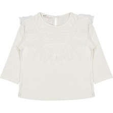 Civil Girls Civil Kız Çocuk Ekru Tül Fırfırlı Sweatshirt 2-5 Yaş Truvakar Kol Regular Fit