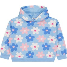 Civil Girls Renkli Çiçek Baskılı 6-9 Yaş Sweatshirt - Mavi