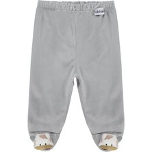 Mini Damla Civil Baby Düz Velboa Patikli 1-6 Ay Tek Alt Bebe - Gri