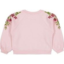 Civil Girls Omuzu Çiçek Nakışlı 6-9 Yaş Sweatshirt - Pembe