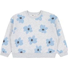 Civil Girls Çiçek Baskılı 6-9 Yaş Sweatshirt - Gri