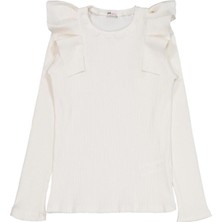 Civil Girls Omuz Fırfırlı 10-13 Yaş Sweatshirt - Ekru