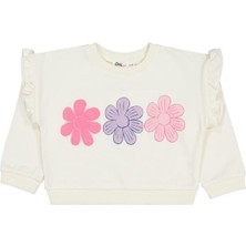 Civil Girls Renkli Papatya Baskılı 2-5 Yaş Sweatshirt - Ekru