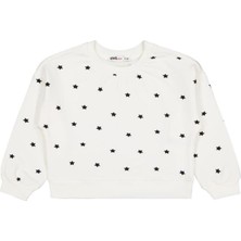 Civil Girls Yıldız Baskılı 2-5 Yaş Sweatshirt - Ekru