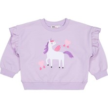 Civil Girls Kalpli Unicorn Baskılı 2-5 Yaş Sweatshirt - Lila