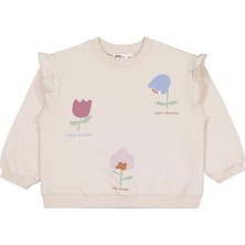 Civil Girls Lale Baskılı 2-5 Yaş Sweatshirt - Bej