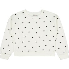 Civil Girls Yıldız Baskılı 6-9 Yaş Sweatshirt - Ekru