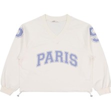 Civil Girls Paris Baskılı 10-13 Yaş Sweatshirt - Ekru